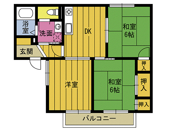 ディアスＪ．Ａ．Ｓ A201｜大分県別府市大字鶴見(賃貸アパート3DK・2階・53.30㎡)の写真 その2