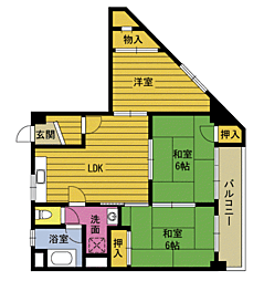 中原ビル 3DKの間取図画像