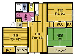 サンハイツ鶴見 3LDKの間取図画像