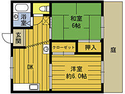 グリーンコーポ荒金C 2DKの間取図画像
