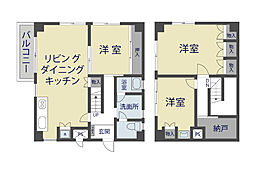 四谷坂町コーポ 3LDKの間取図画像