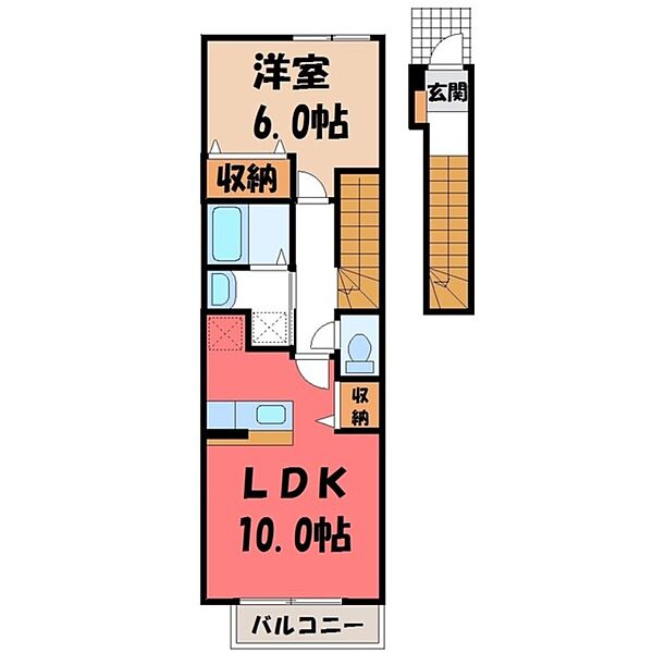 カーサ・ソレアード ｜栃木県宇都宮市江曽島町(賃貸アパート1LDK・2階・42.37㎡)の写真 その2