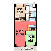 栃木県宇都宮市若松原1丁目（賃貸マンション2LDK・3階・54.22㎡） その2