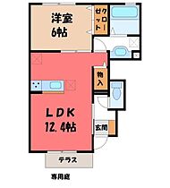 栃木県宇都宮市江曽島4丁目（賃貸アパート1LDK・1階・44.90㎡） その2