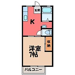 サンライフタウンB 1DKの間取図画像