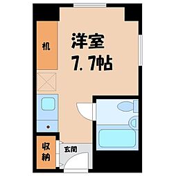 東武宇都宮線 東武宇都宮駅 徒歩18分の賃貸マンション 3階ワンルームの間取り