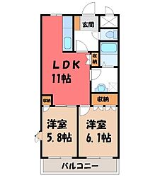 メルヴェールシンシア 2LDKの間取図画像