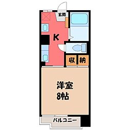 S・AHEIGHTS 1Kの間取図画像