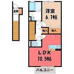 リェスソーンツェA 1LDKの間取図画像