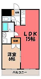 フォリア西川田 1LDKの間取図画像