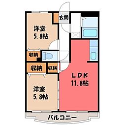 ユーミーセレッソ 2LDKの間取図画像