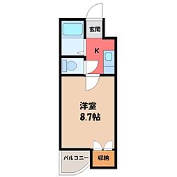 寛永ハイツ 1Kの間取図画像