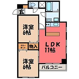 ウエキハイツ 2LDKの間取図画像