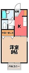 クライムハイツB 1Kの間取図画像