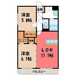ユーミー桜 2LDKの間取図画像