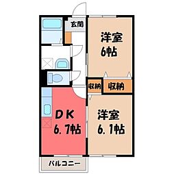 パステルコート3 2DKの間取図画像