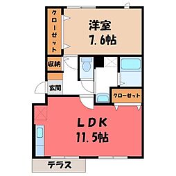 ナックメイプルニュータウンB 1LDKの間取図画像