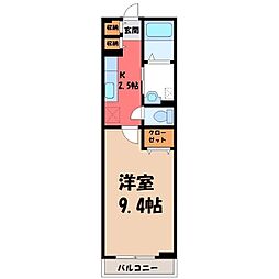 メゾン・ドK&B 1Kの間取図画像