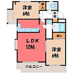 ベルエアー稲和 2LDKの間取図画像