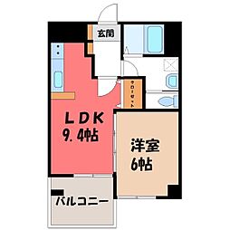 カルム竹林 1LDKの間取図画像
