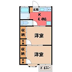 舘野コーポ 2Kの間取図画像