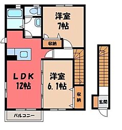 グレイスコート 2LDKの間取図画像