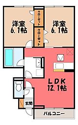 Dブルー・東城南 2LDKの間取図画像