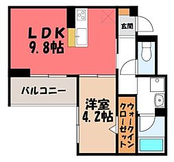 TORISIAS 東城南 A 1LDKの間取図画像