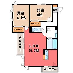 クレセントコート 2LDKの間取図画像