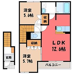 ユングフラウ 2LDKの間取図画像