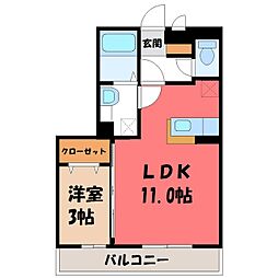 グロース小山 1LDKの間取図画像