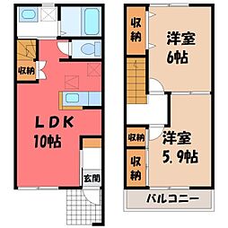 シティ・パルB 2LDKの間取図画像