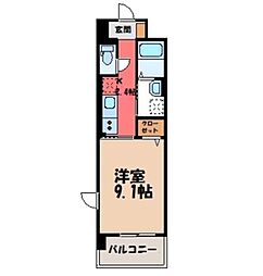 パークレジデンス小山 1Kの間取図画像