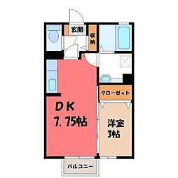 グリーンローズA 1DKの間取図画像