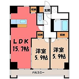 ソレイユ御蔵町 2LDKの間取図画像