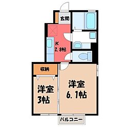 スプリングウィンドB 2Kの間取図画像