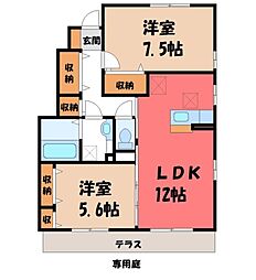 愛宕の杜D 2LDKの間取図画像