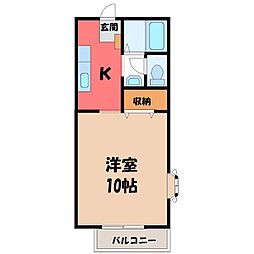 サンガーデン落合B 1Kの間取図画像