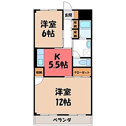 林ハイツ 2Kの間取図画像