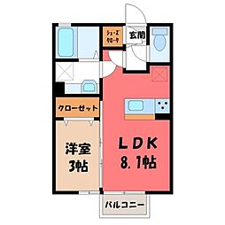 パセオフロレスタA 1LDKの間取図画像