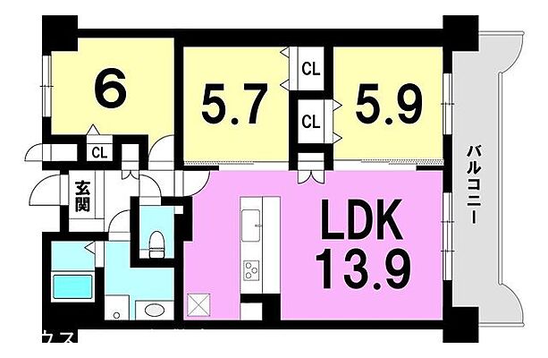間取り シティコア池之上 2階/-