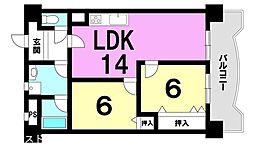 ロイヤルメゾン祇園之洲 2LDKの間取図画像