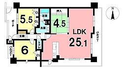 サーパス観音寺新町 3LDKの間取図画像