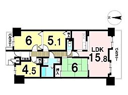 アメニティ大治二番館 4LDKの間取図画像