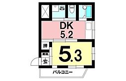 唐湊スカイコーポ 1DKの間取図画像