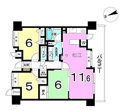 パラッシオ嫁ヶ島グランリバージュ 3LDKの間取図画像