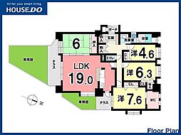 オークランド小文字 4LDKの間取図画像