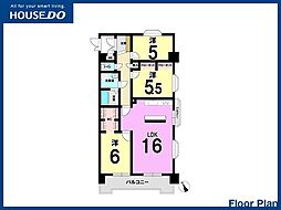 エメラルドマンション小森江 3LDKの間取図画像