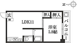 パレステート日生熊野 1LDKの間取図画像