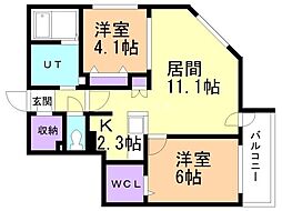 ALPHASQUARE北12西3 2LDKの間取図画像